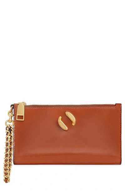 Rebecca Minkoff Infinity Chain Strap Leather Wristlet In Brown