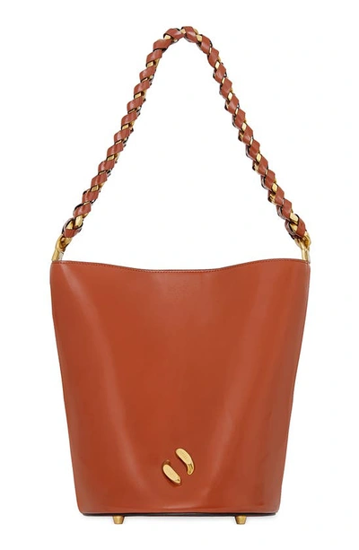 Rebecca Minkoff Infinity Leather Bucket Bag In Cognac