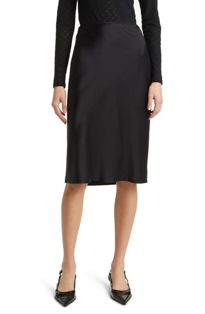 Frame Women's Silk Bias-cut Midi-skirt In Black