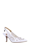 J. Reneé Vanani Slingback Pointed Cap Toe Pump In White