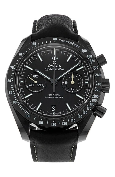 Watchfinder & Co. Omega  Speedmaster Dark Side Of The Moon Leather Strap Watch, 44mm In Black