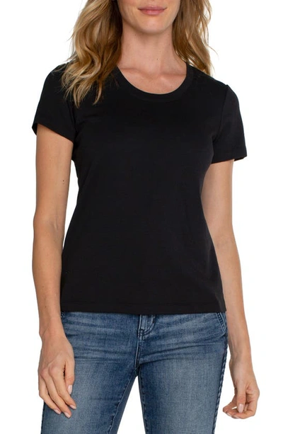 Liverpool Los Angeles Scoop Neck Cotton T-shirt In Black