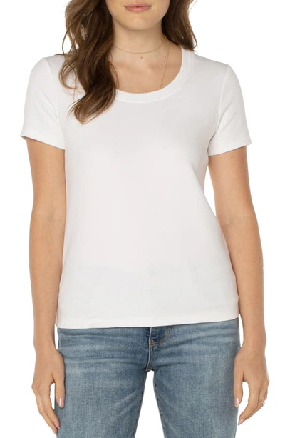 Liverpool Los Angeles Scoop Neck Cotton T-shirt In White