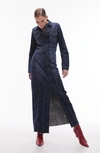 TOPSHOP TOPSHOP LONG SLEEVE RAW HEM STRETCH DENIM SHIRTDRESS