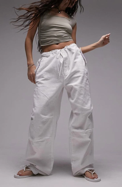 Topshop Oversized Balloon Nylon Parachute Pant In White