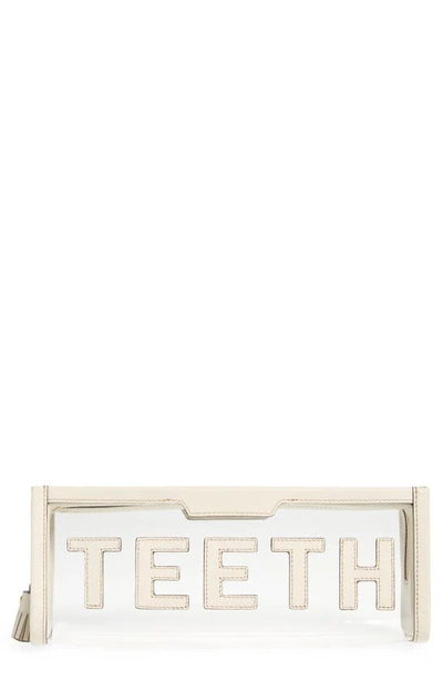 Anya Hindmarch Teeth Pouch In Clear/ Chalk