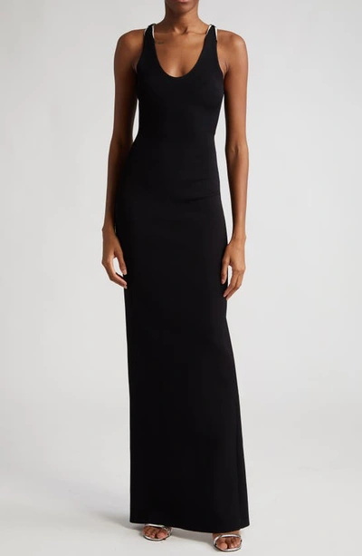 Brandon Maxwell Reversible Scoop-neck Knit Dress With Hardware Detail In Black White
