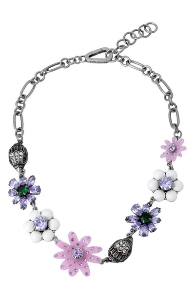 Kurt Geiger Eagle And Daisy Statement Necklace In Lilac Pink