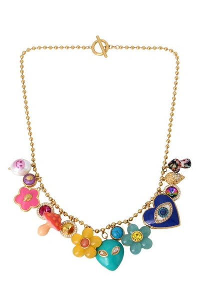 Kurt Geiger Rainbow Charm Necklace In Multi