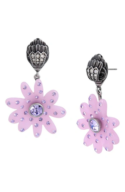 Kurt Geiger Eagle And Daisy Drop Earrings In Lilac Pink