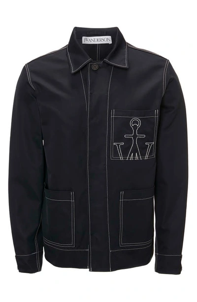 Jw Anderson Contrast Stitch Workwear Jacket In Black