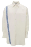 JW ANDERSON OVERSIZE LOGO TAPE COTTON & LINEN BUTTON-UP SHIRT