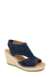 Gentle Souls By Kenneth Cole Cody Espadrille Wedge Sandal In Navy Suede