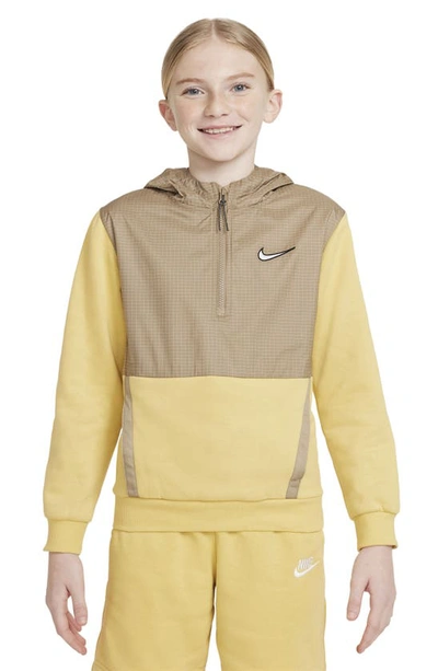 Nike Kids' Outdoor Play Half Zip Hoodie In Saturn Gold