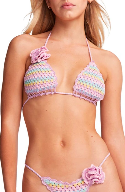 Capittana Beatriz Crochet Bikini Top In Purple