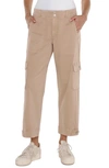 Liverpool Los Angeles Utility Stretch Twill Crop Cargo Pants In Biscuit Tan