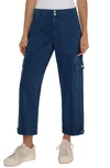 Liverpool Los Angeles Utility Stretch Twill Crop Cargo Pants In Indigo Dusk