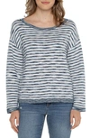 Liverpool Los Angeles Stripe Sweater In Ocean Blue