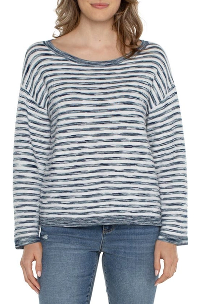 Liverpool Los Angeles Stripe Sweater In Ocean Blue