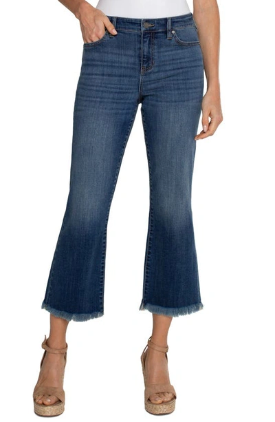 Liverpool Los Angeles Hannah Velvet Trim Raw Hem Crop Flare Jeans In Elkmont