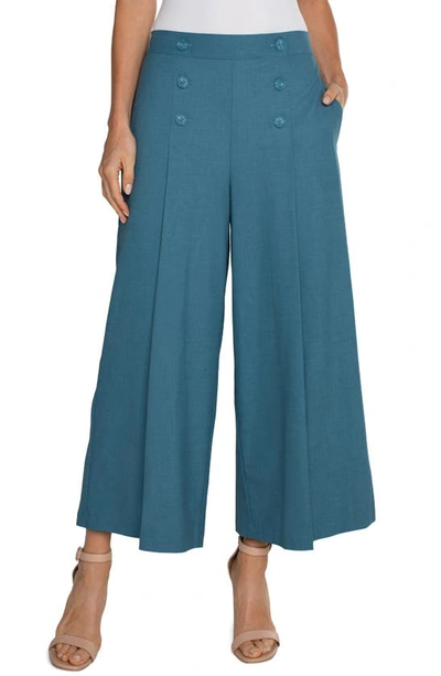 Liverpool Los Angeles Sailor Pleated Wide Leg Trousers In Ocean Blue