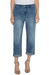LIVERPOOL LOS ANGELES NORMA RELAXED ROLLER CROP STRAIGHT LEG JEANS