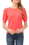 Cece Womens Crewneck Puff Sleeve Pullover Sweater In Magenta Jewel