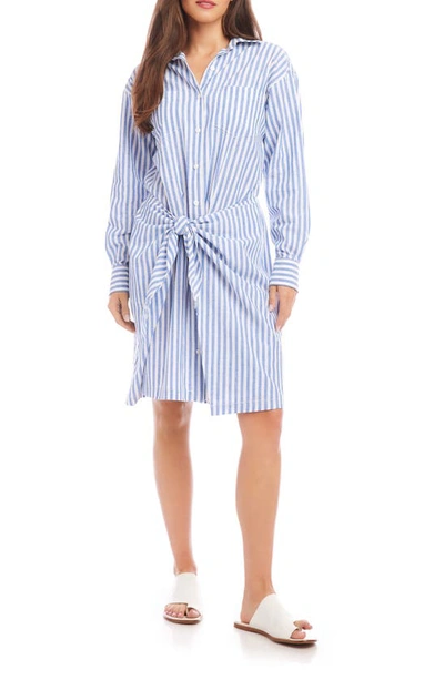 Fifteen Twenty Stripe Long Sleeve Faux Wrap Shirtdress