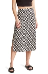Marine Layer Ryan Print Midi Skirt In Black And White Ecat