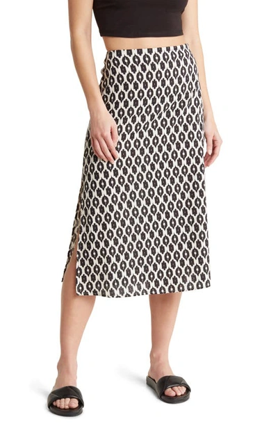 Marine Layer Ryan Print Midi Skirt In Black And White Ecat