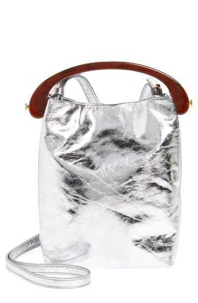 Dries Van Noten Micro Crossbody Bucket Bag In Silver