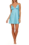 Flora Nikrooz Miraj Ii Satin Chemise In Aqua