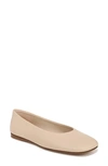 Vince Leah Leather Square-toe Ballerina Flats In Birch Sand Beige