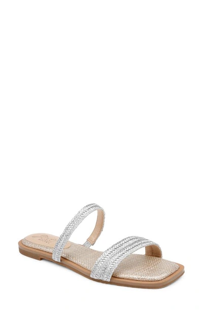 Jewel Badgley Mischka Helena Slide Sandal In Silver Metallic