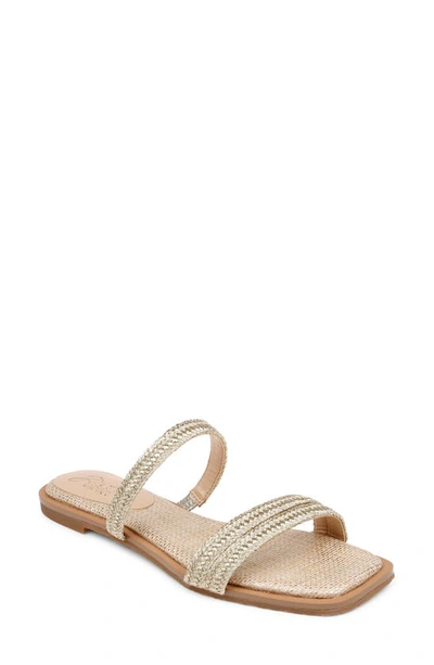 Jewel Badgley Mischka Helena Slide Sandal In Champagne Gold