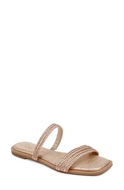 Jewel Badgley Mischka Helena Slide Sandal In Rose Gold Metallic