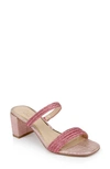 Jewel Badgley Mischka Heat Slide Sandal In Pink Raffia