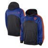 NIKE NIKE BLACK/BLUE NEW YORK KNICKS AUTHENTIC STARTING FIVE FORCE PERFORMANCE PULLOVER HOODIE
