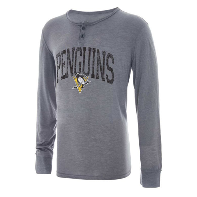Concepts Sport Gray Pittsburgh Penguins Takeaway Henley Long Sleeve T-shirt