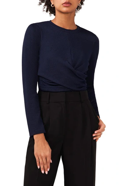 Halogen Draped Wrap Top In Classic Navy