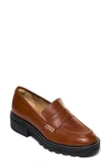 Bernardo Chandler Platform Penny Loafer In Saddle