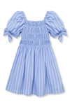 Habitual Girls' Smocked Bubble Sleeve Dress - Little Kid In Blue