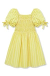 Habitual Girls' Smocked Bubble Sleeve Dress - Little Kid In Yellow
