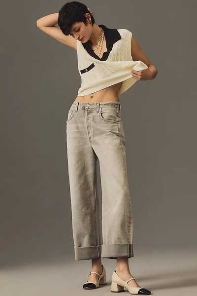 Citizens Of Humanity Ayla Baggy Cuffed High-rise Wide-leg Jeans In Grey