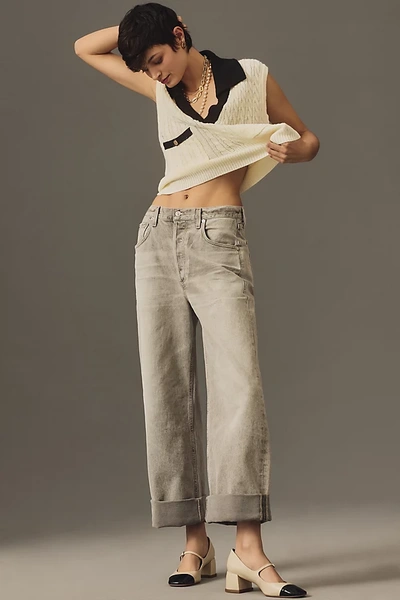 Citizen Of Humanity Ayla Baggy Cuffed High-rise Wide-leg Jeans In Grey