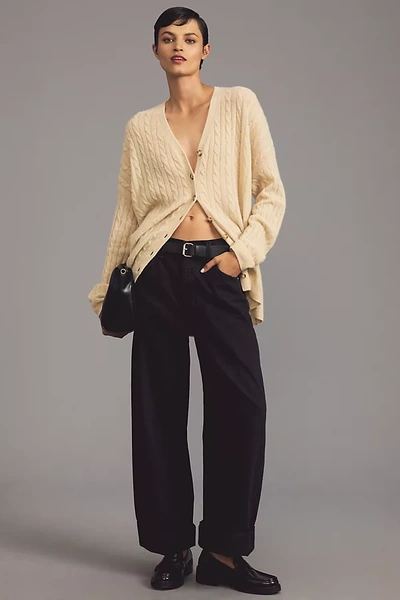 Citizen Of Humanity Ayla Baggy Cuffed High-rise Wide-leg Jeans In Black