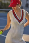 The Upside Ruffled Cable-knit Minidress In White