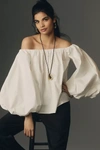 Mare Mare X Anthropologie Off-the-shoulder Puff-sleeve Top In White