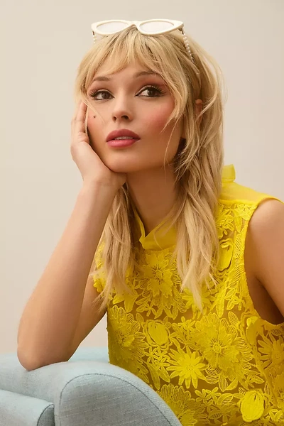 Maeve Sleeveless Sheer Floral Blouse In Yellow