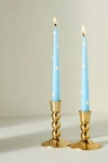 Anthropologie Pressed Daisy Taper Candles, Set Of 2 In Blue
